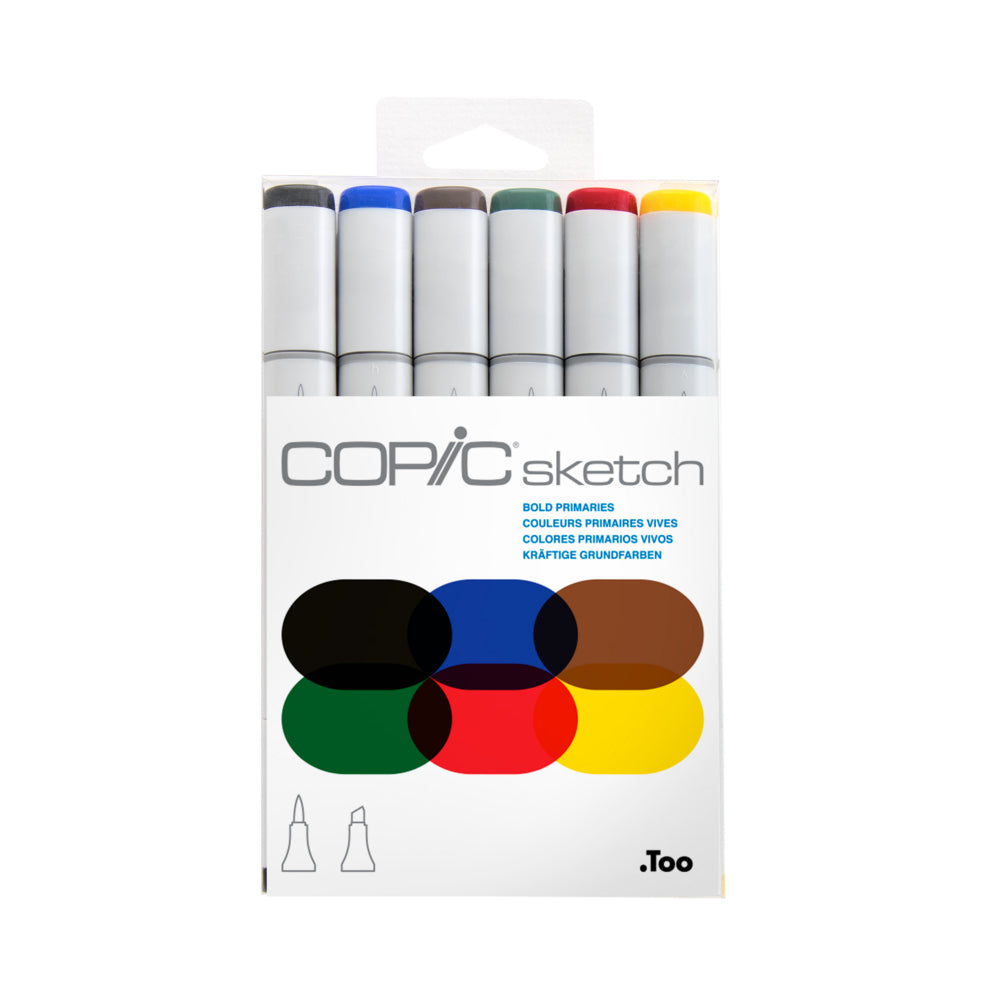 Image of Copic Sketch Dual Tipped Ink Markers - Bold Primaries - Set of 6, Assorted
