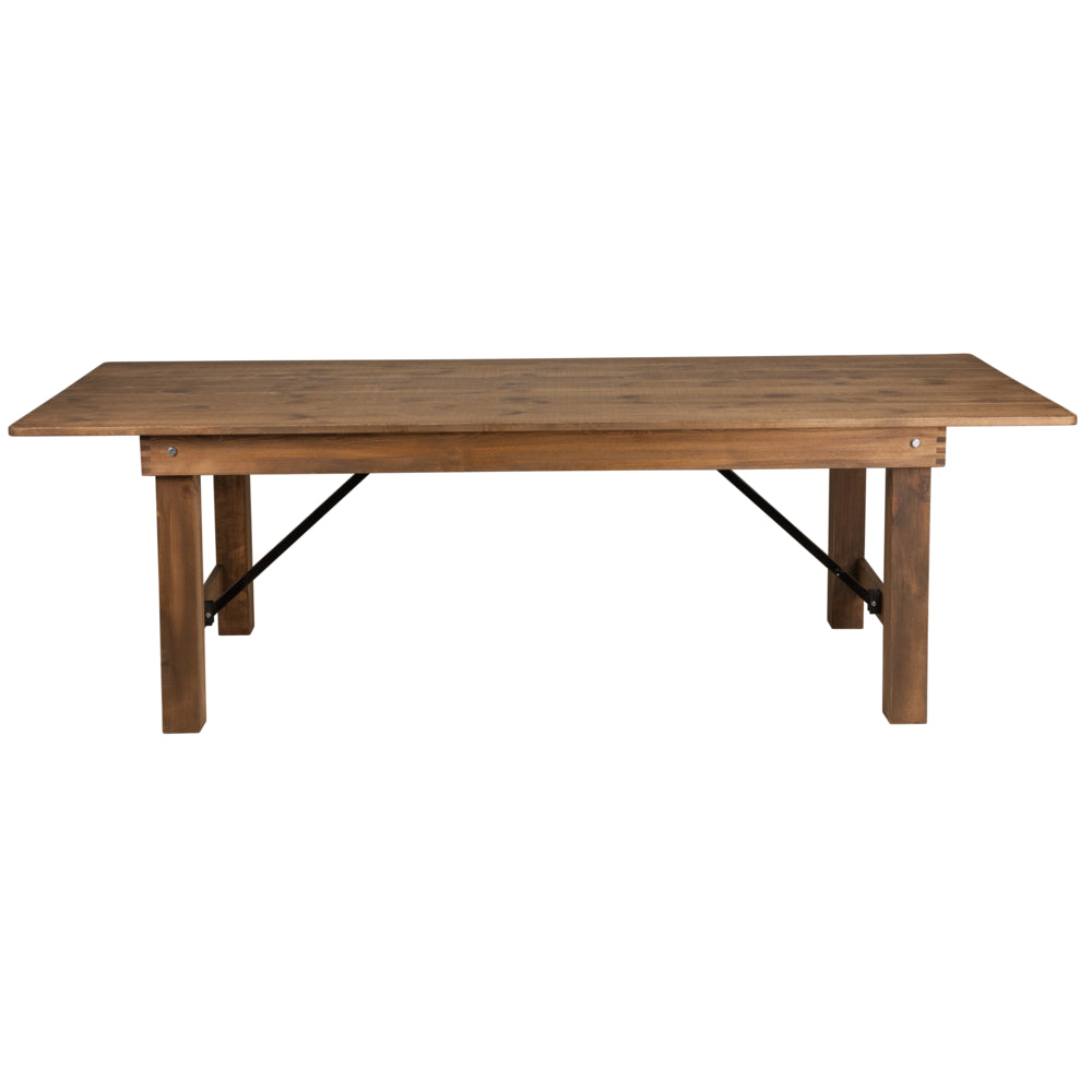 Image of Flash Furniture HERCULES Series 8' x 40" Rectangular Antique Rustic Solid Pine Folding Farm Table, Brown
