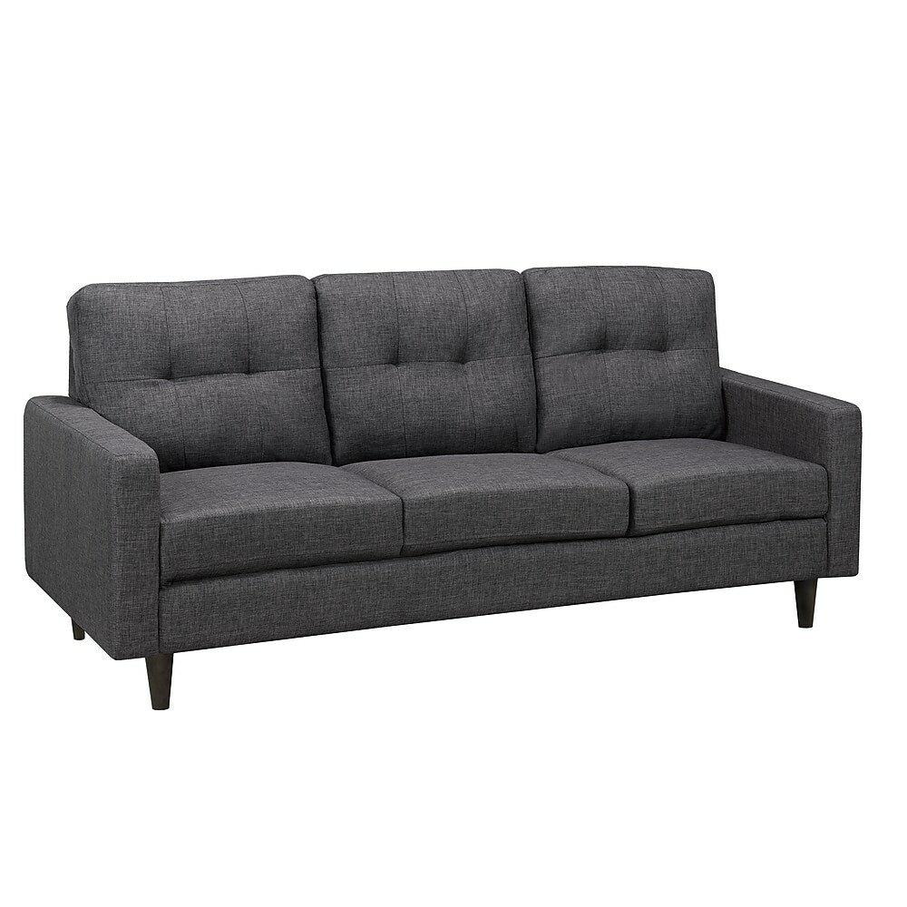 Image of Brassex Tufted 3-Seater Sofa, Grey