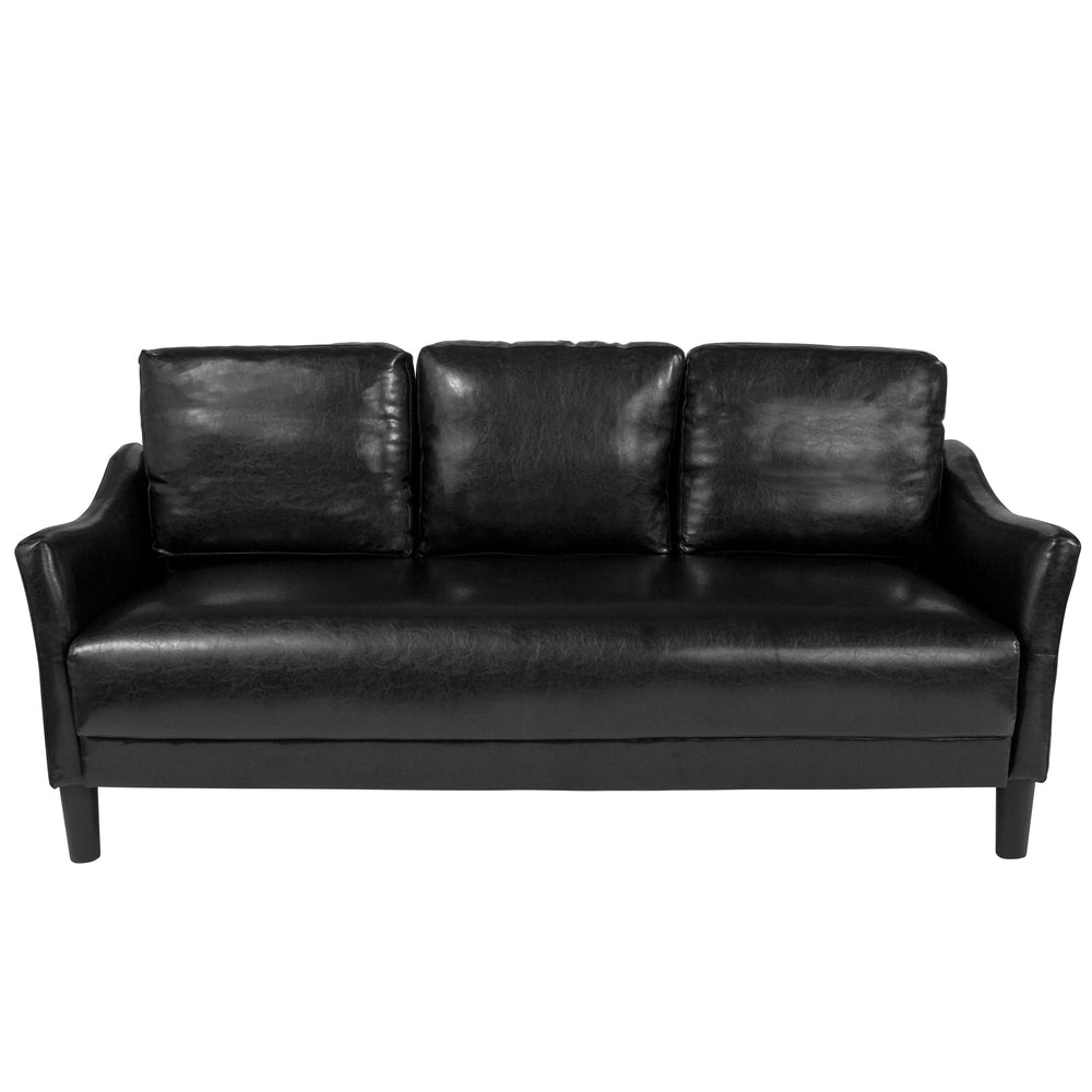 Image of Flash Furniture Asti Upholstered Sofa - Black Leather