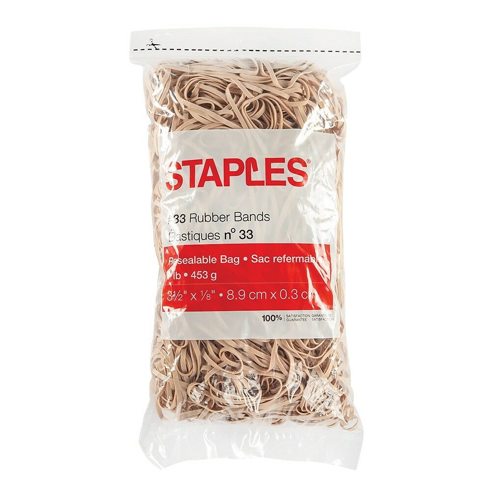 Image of Staples Economy Rubber Bands - Size #33 - Beige - 1 lb, 1 lb. Bag