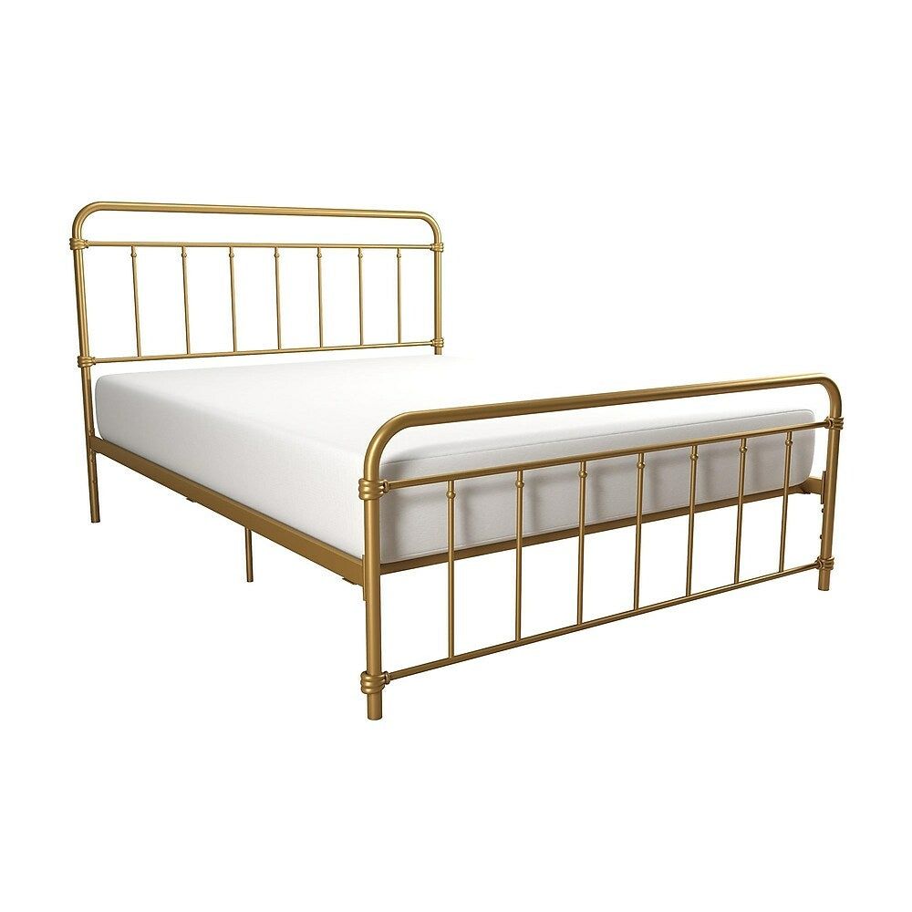 Image of DHP Wallace Metal Bed - Queen Size Frame with Underbed Storage - Gold