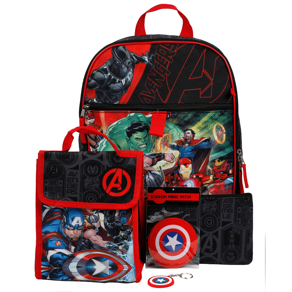 Image of Bioworld 5-Piece Backpack Set - 16" H x 12" W - Avengers Characters, Multicolour