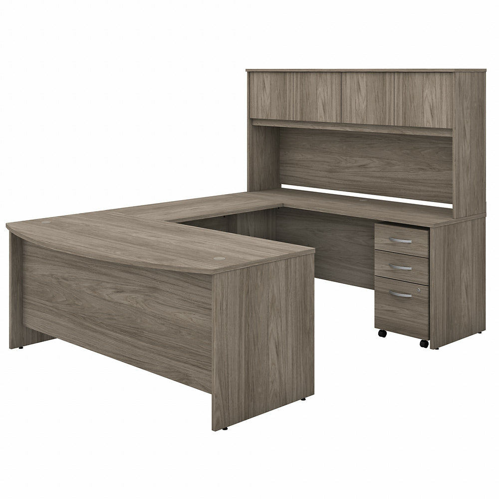 Image of Bush Business Furniture Studio C 72"W x 36"D U Shaped Desk with Hutch - Modern Hickory, Brown