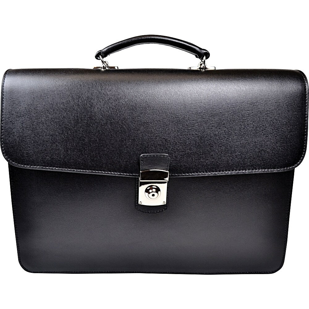 Image of Royce Leather Kensington Single Gusset Briefcase, Black