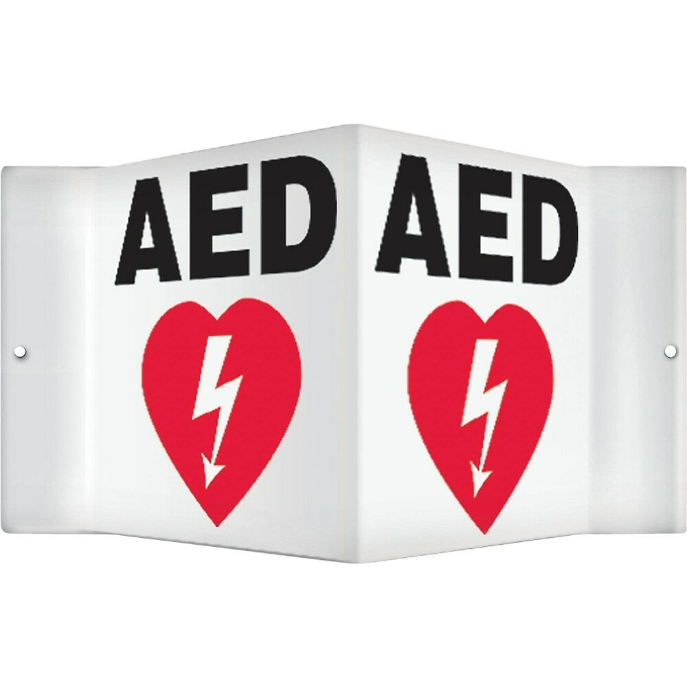 Image of Accuform Signs Aed Projection Sign, 6" x 8-1/2", Plastic, English With Pictogram