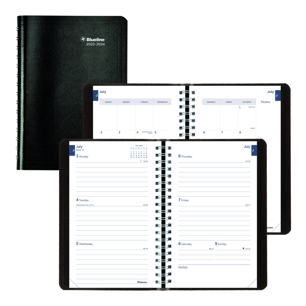 Image of Blueline 2023-2024 Academic Weekly/Monthly Planner - 8" H x 5" W - Black - English