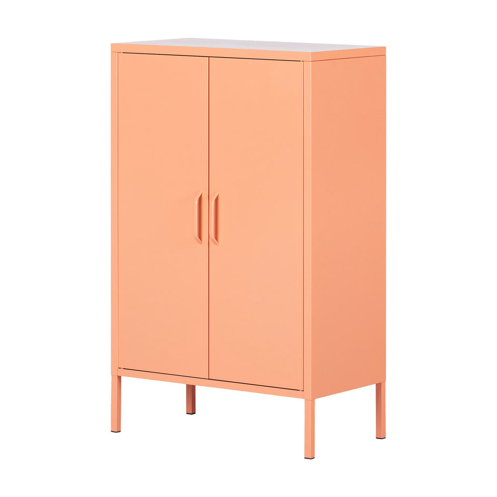 Image of South Shore Crea Metal 2-Door Accent Cabinet - Pale Orange