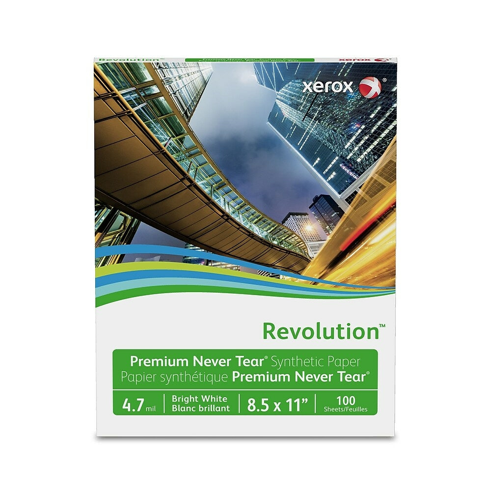 Image of Xerox Revolution NeverTear Paper, 5 mil, 8.5" x 11", White, 100 Pack (3R20172)
