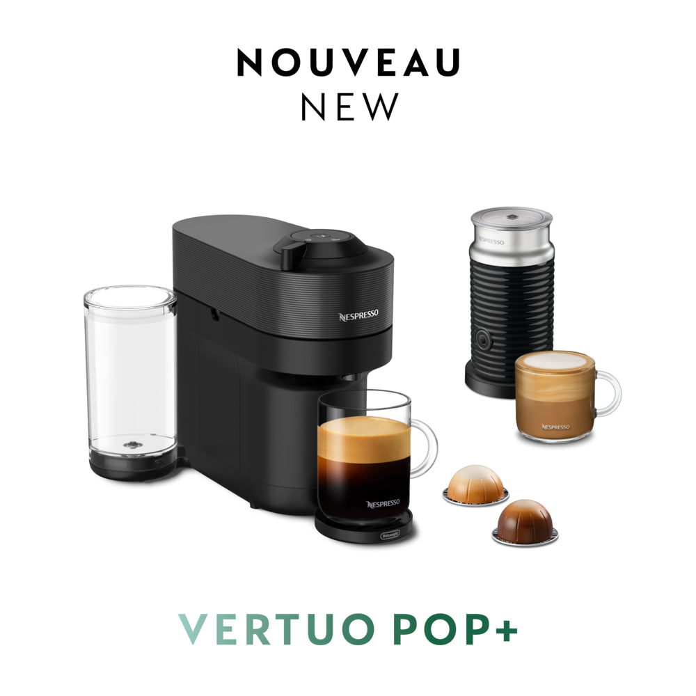 Image of Nespresso Vertuo Pop+ Coffee & Espresso Machine with Aeroccino by De Longhi - Liquorice Black