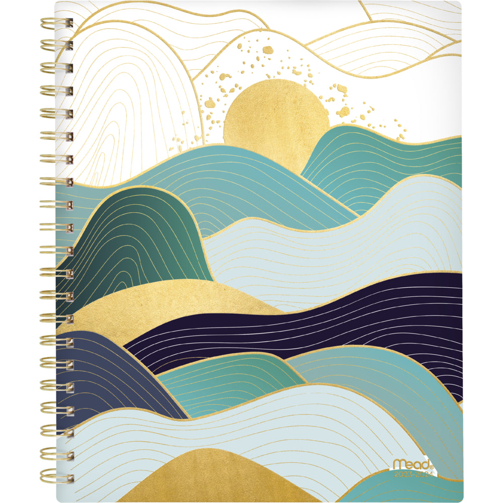 Image of Mead 2023-2024 Wave Academic Weekly/Monthly Planner - 11" x 9" - Blue - Bilingual, Multicolour