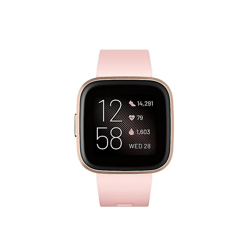 Image of Fitbit Versa 2 Smart Watch with Amazon Alexa, Petal/Copper Rose Aluminum (FB507RGPK-FRCJK), Pink