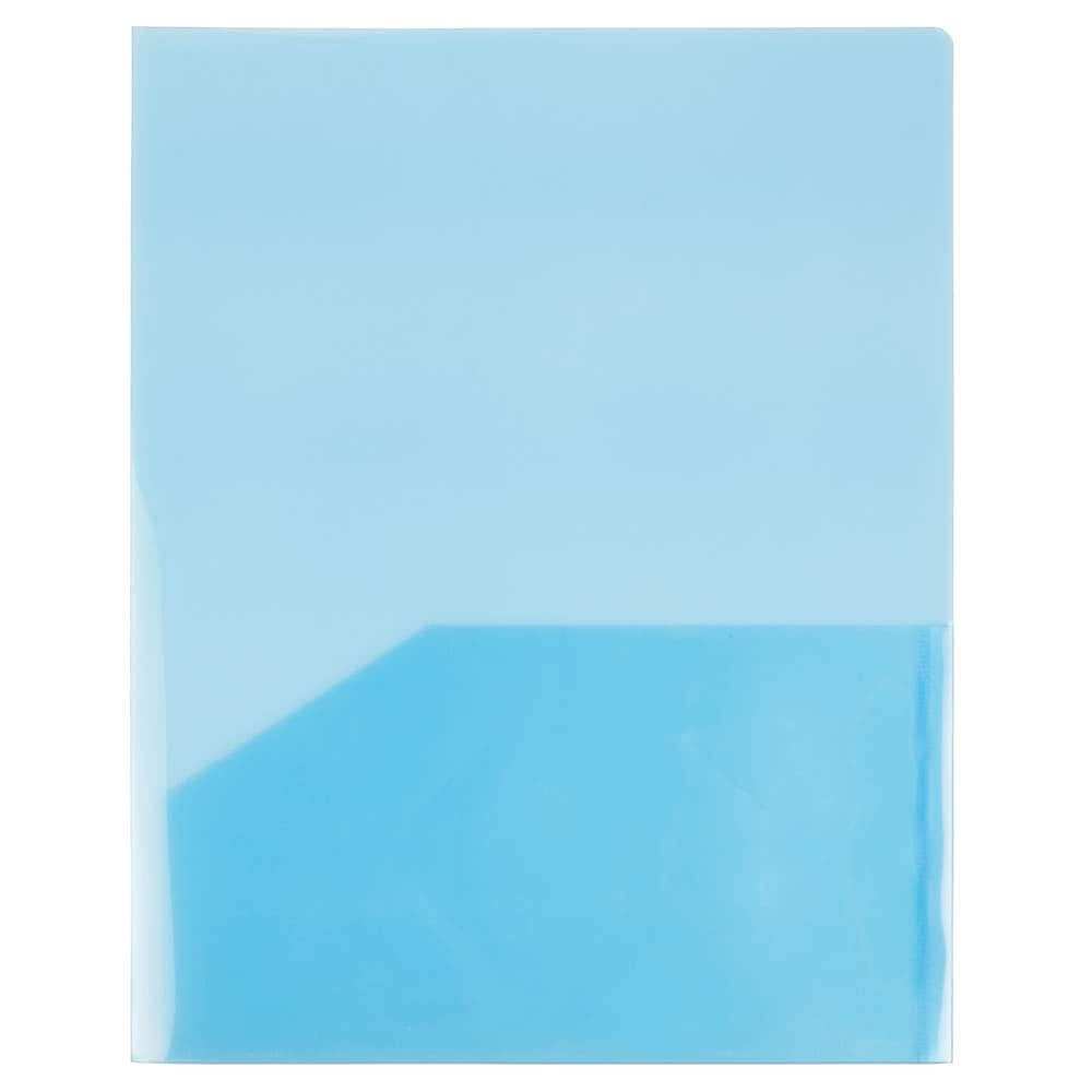 Image of JAM Paper Plastic See Through Two Pocket Folder, Blue, 12 Pack (381blueg)