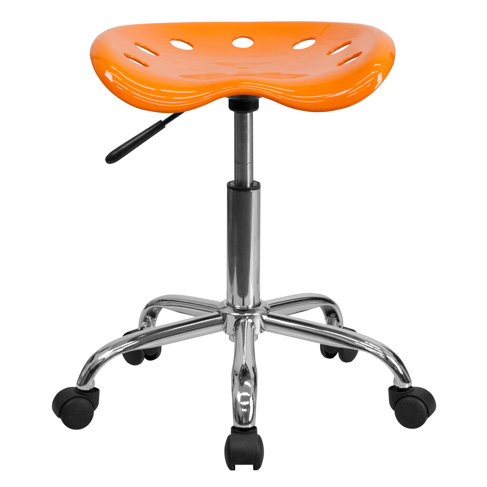 Image of Flash Furniture Vibrant Orange Tractor Seat & Chrome Stool, Yellow