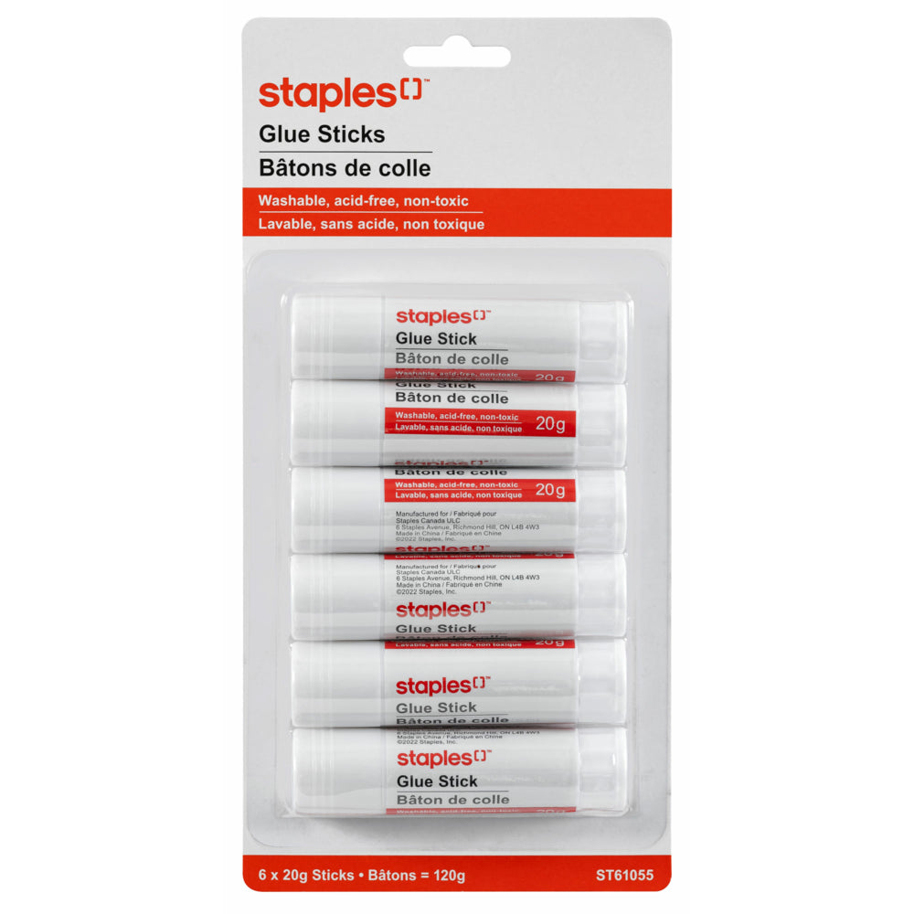 Image of Staples Washable Glue Sticks - 20g - 6 Pack