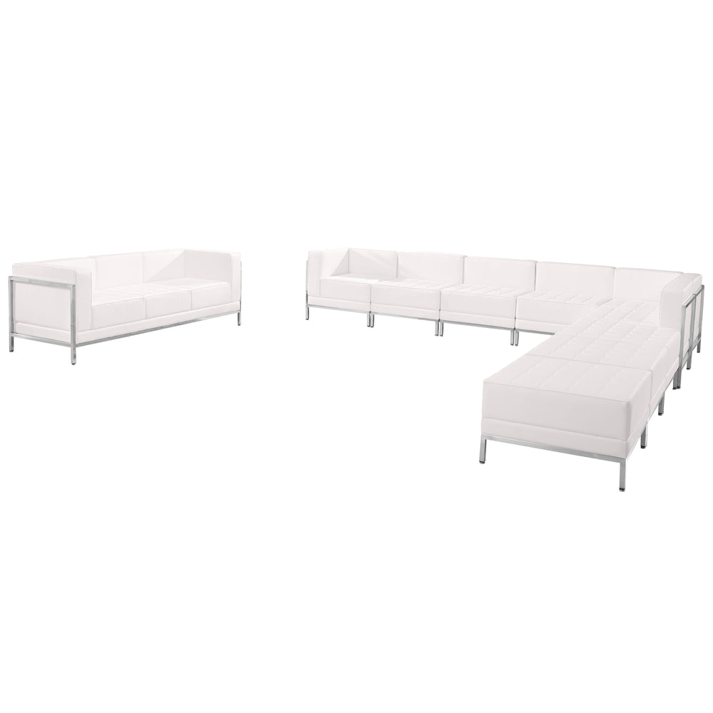 Image of Flash Furniture Hercules Imagination Series Leather Sectional and Sofa Set, 10 Pieces, White (ZBIMAGSET19WH)