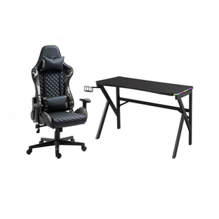 Brassex Andy Gaming Chair & Desk Set - Black/Camo