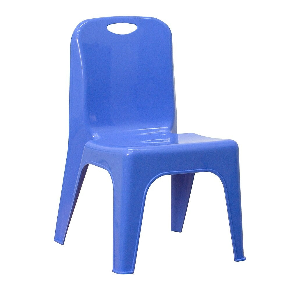 Image of Flash Furniture Blue Plastic Stackable School Chair with Carrying Handle & 11" Seat Height
