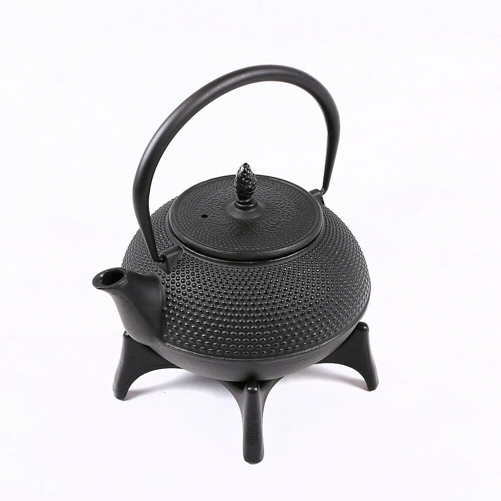 Image of Tao Tea Leaf Large Cast Iron Tea Pot with Stand, Loose Leaf, 1.2L, Black