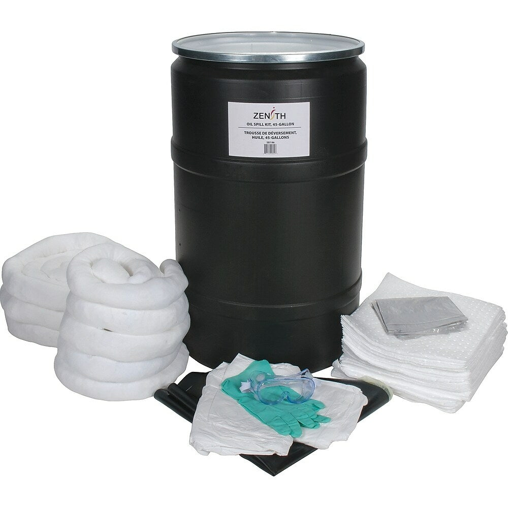 Image of Zenith Safety 55-Gallon Spill Kits, Oil Only, With Polyethylene Drum