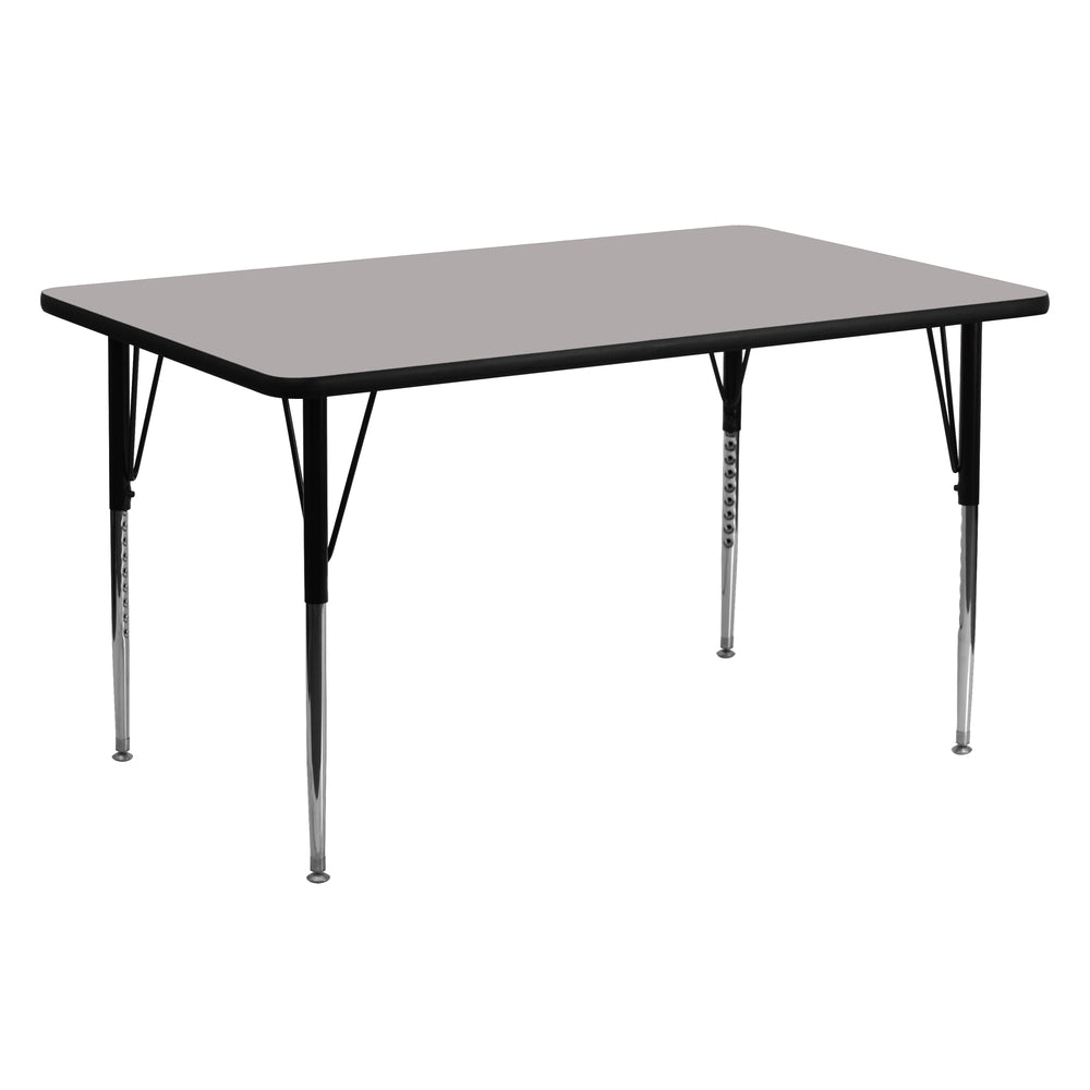 Image of Flash Furniture 24"W x 60"L Rectangle Activity Table with 1.25" High Pressure Top and Standard Height Adjustable Legs, Grey, Grey_Silver