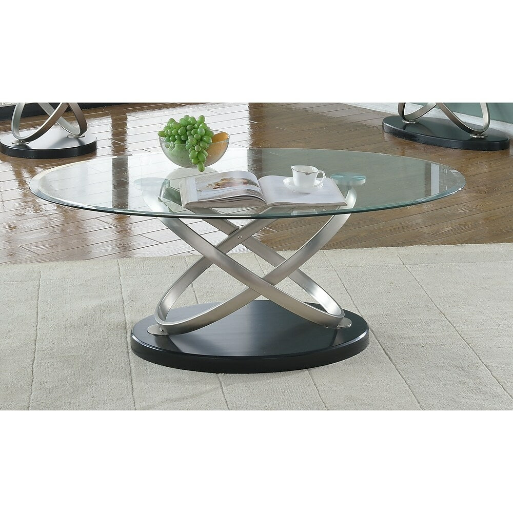 Image of Brassex Chantal Coffee Table, Silver/Black (275-02)
