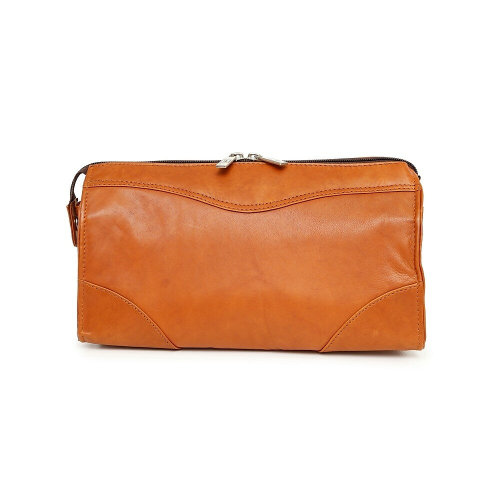 Image of Ashlin Leather Cordasco Mid-Sized Dopp Kit Shave Bag, British Tan