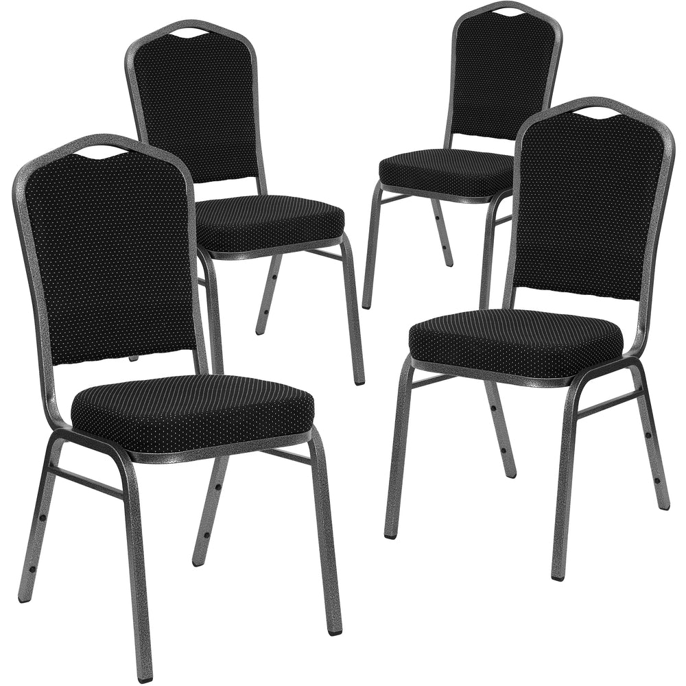 Image of Flash Furniture HERCULES Series Crown Back Stacking Banquet Chair with Silver Vein Frame - Black Dot Patterned Fabric