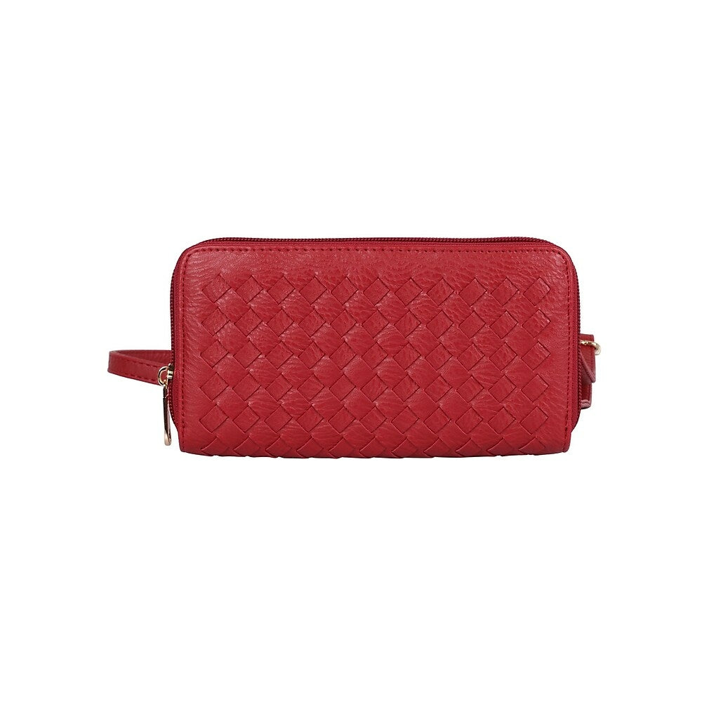 Image of Karla Hanson RFID Blocking Ellie Woven Crossbody Phone Wallet, Red