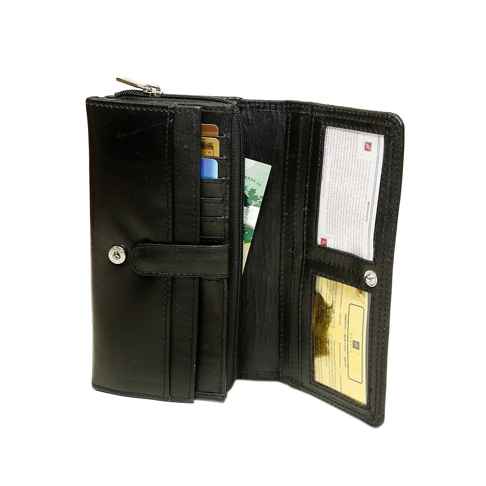Image of Ashlin Genuine Leather Ladies Bi-Fold Wallet with Chequebook, Black