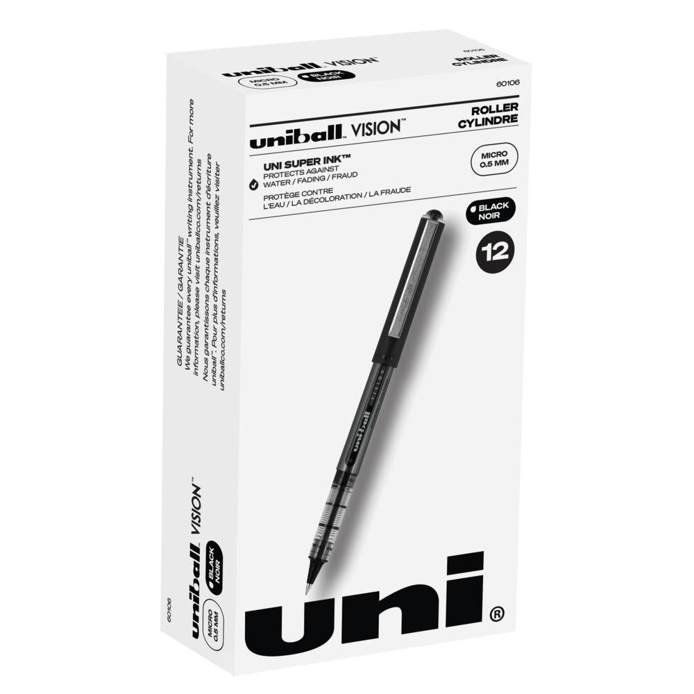 Image of uni-ball Vision Rollerball Pens - 0.5mm - Black - 12 Pack