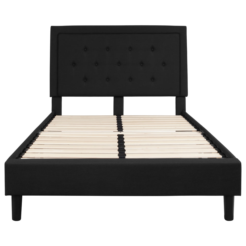 Image of Flash Furniture Roxbury Full Size Tufted Upholstered Platform Bed - Black Fabric