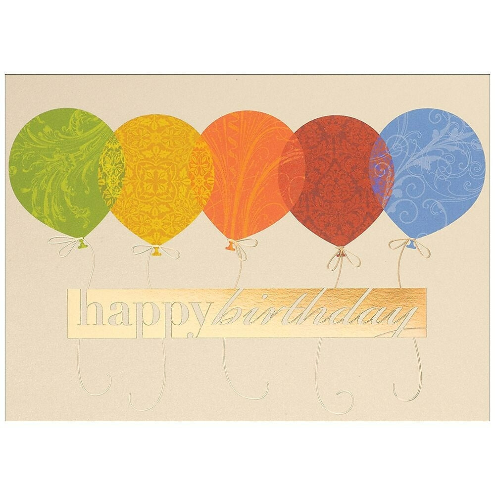 Image of JAM Paper Blank Birthday Cards Set, Happy Birthday Balloons, 25/Pack (526M0147WB)