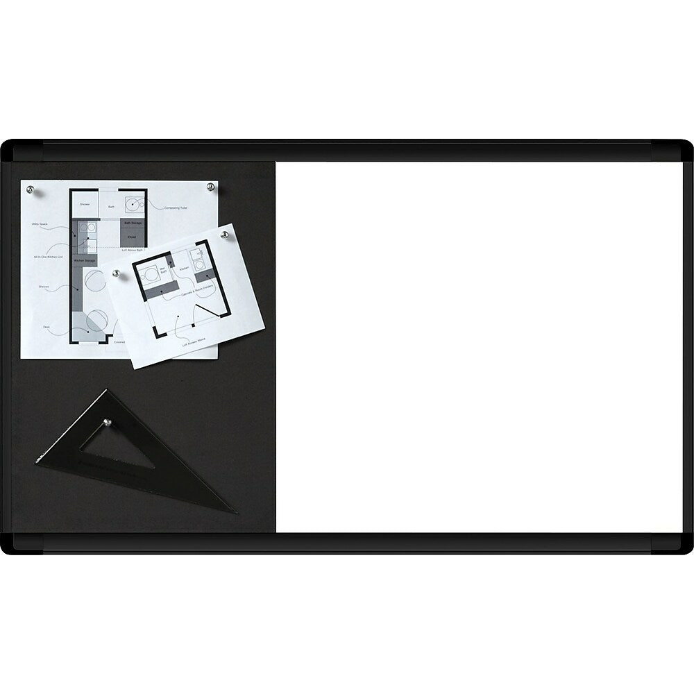 Image of Quartet HD Widescreen Combination Board, Bulletin and Magnetic Dry-Erase, Black Frame, 30" x 18"