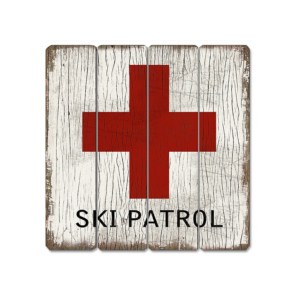 Image of Sign-A-Tology Ski patrol Vintage Wooden Sign - 16" x 16"