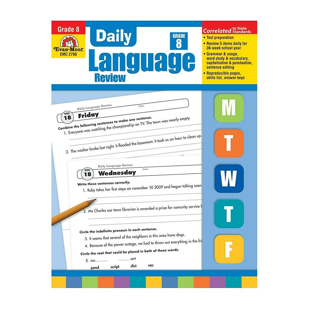 Image of Evan-Moor "Daily Language Review" Grade 8 Teacher's Edition Activity Book, Language Skills (EMC2798)