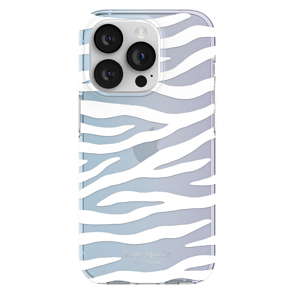 Kate Spade Protective Hardshell Case for iPhone 14 Pro Max - White  Zebra/Iridescent Film/Pearl Foil 