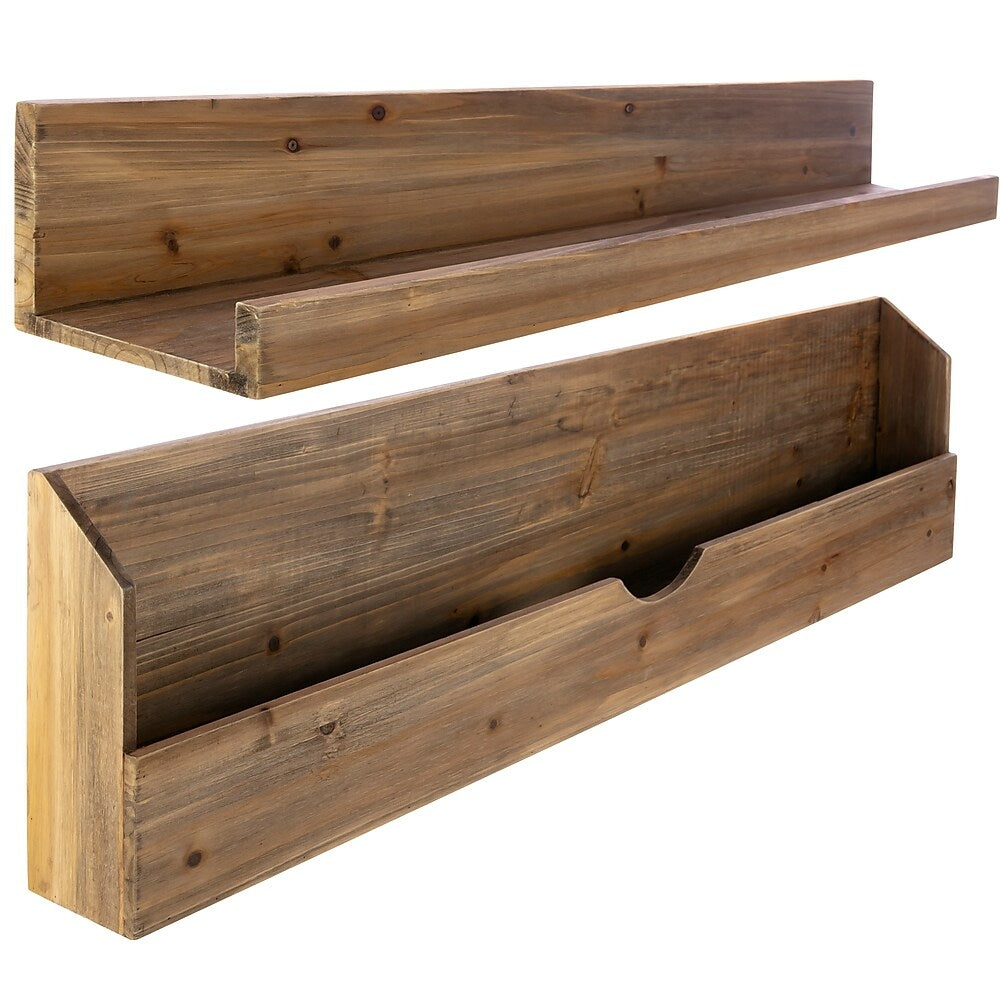 Image of kieragrace Muskoka Cantu Shelf & Pugh Shelf - Set of 2, Walnut, (36" x 3.5" x 9.5") and (36" x 5" x 5")