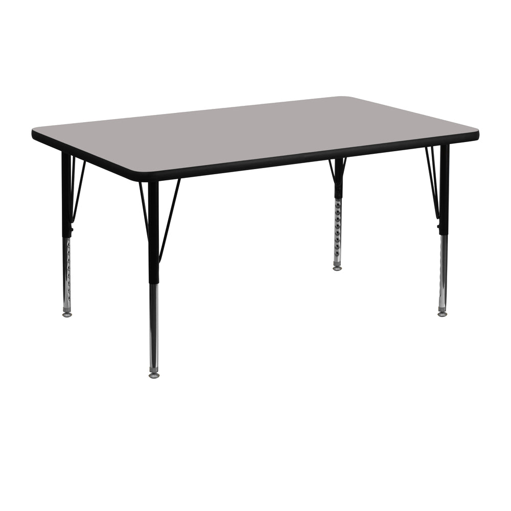 Image of Flash Furniture 30"W x 48"L Rectangular Grey HP Laminate Activity Table - Height Adjustable Short Legs