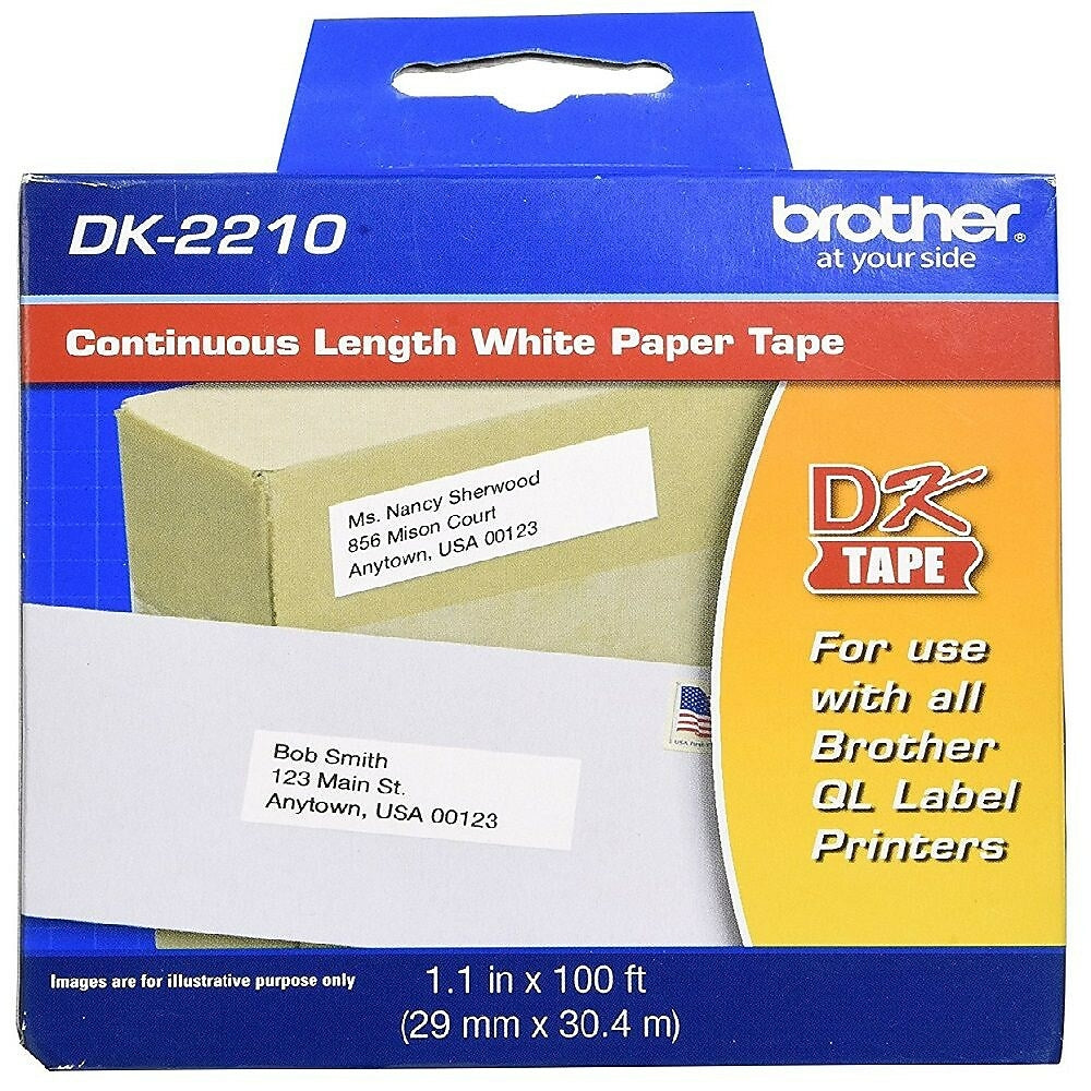 Image of Brother Continuous Length Paper Tape, Black on White (DK2210)