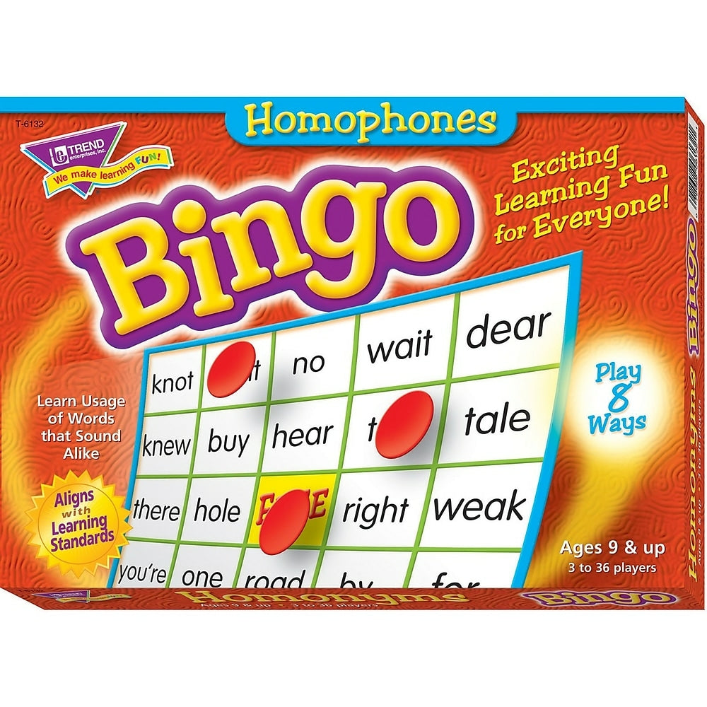 Image of Trend Enterprises Homophones Bingo Game, Grade 3 - 8th (T-6132)