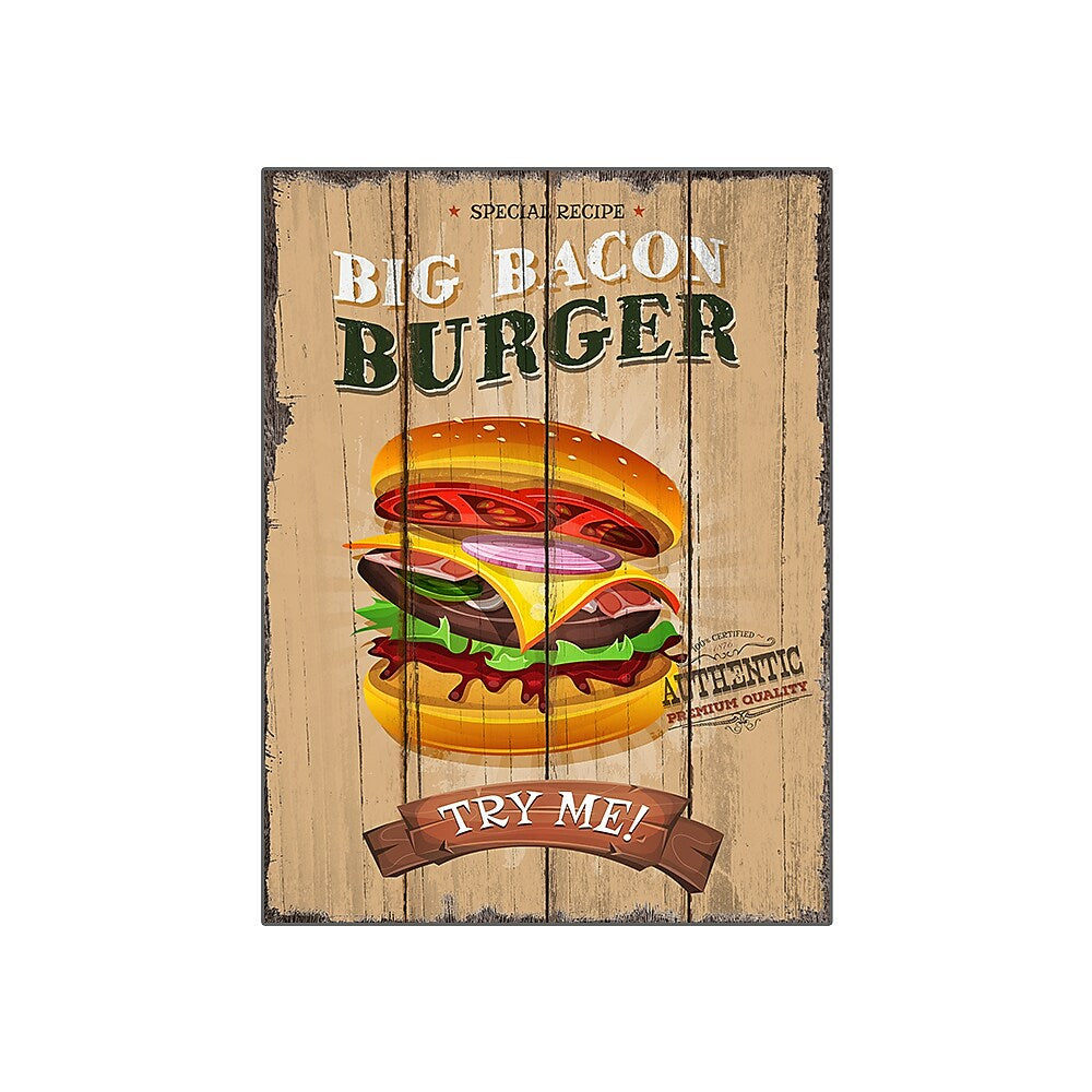 Image of Sign-A-Tology Bacon Burger Vintage Wooden Sign - 12" x 16"