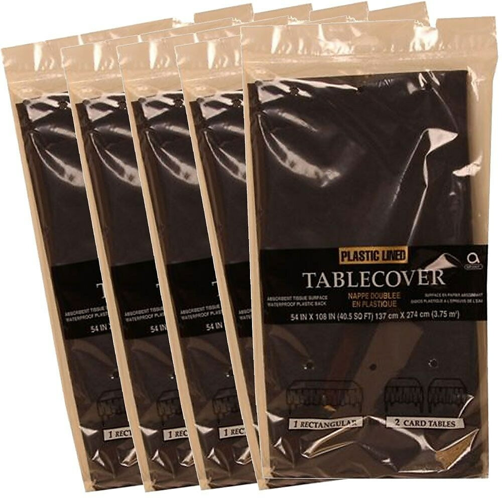 Image of JAM Paper Paper Table Covers, Black Table Cloths, 5 Pack