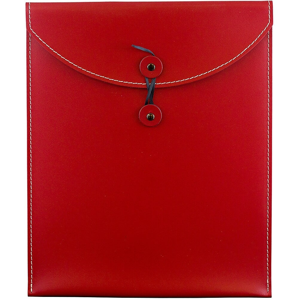 Image of JAM Paper Leather Envelopes with Button and String Tie Closure, 9.5 x 12.5, Red Sold Individually (CF65LR)