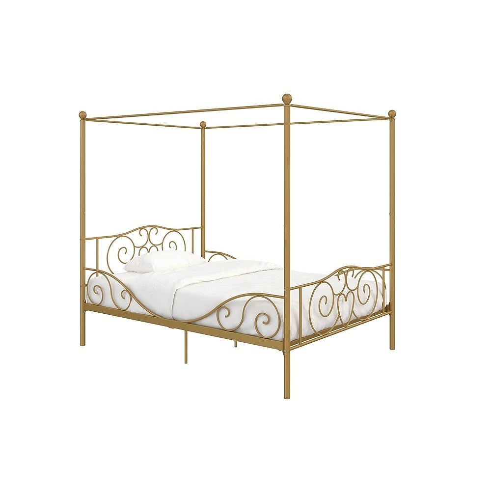 Image of DHP Canopy Metal Bed - Full Size Frame - Gold