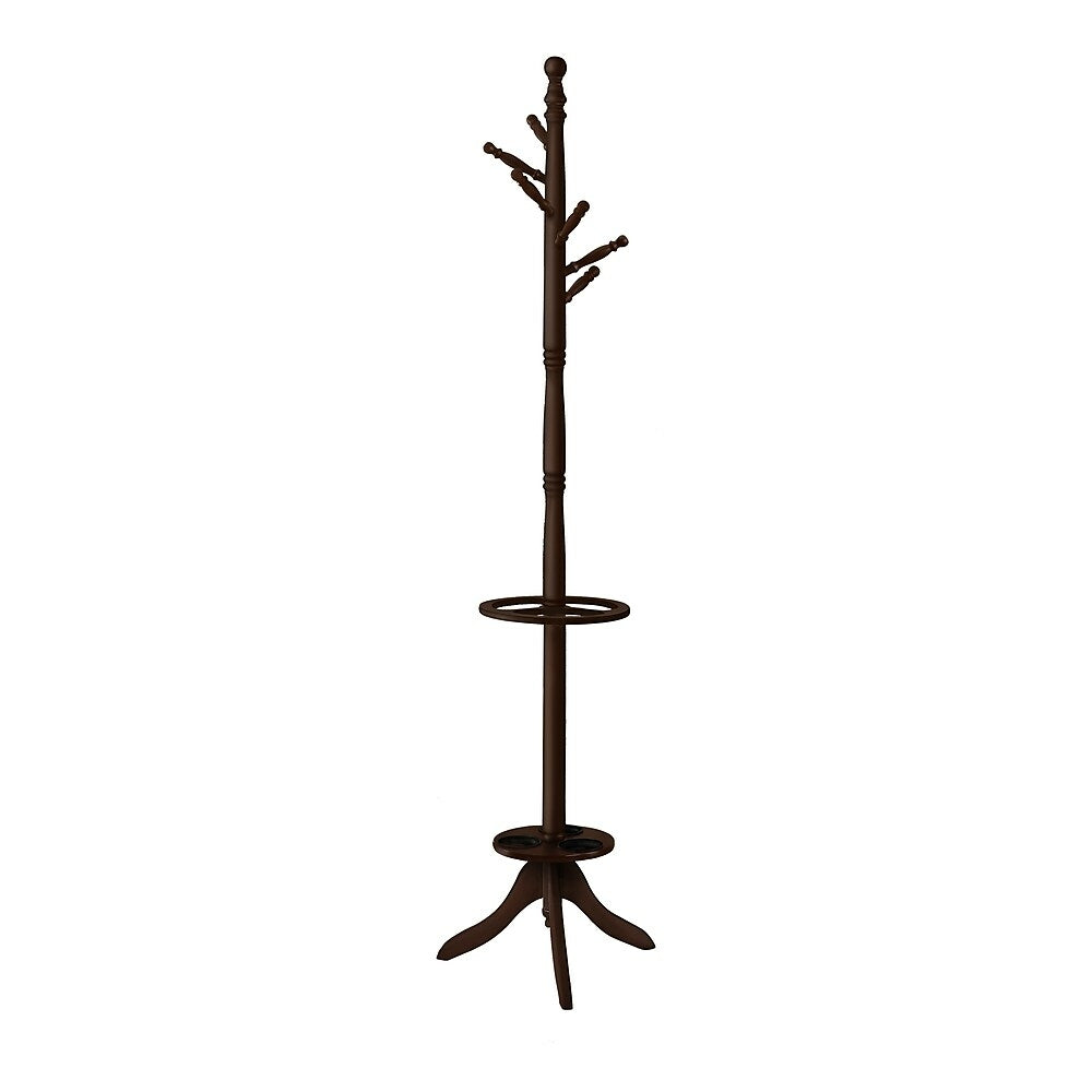 Image of Monarch Specialties - 2005 Coat Rack - Hall Tree - Free Standing - 6 Hooks - Entryway - 71"H - Bedroom - Wood - Brown