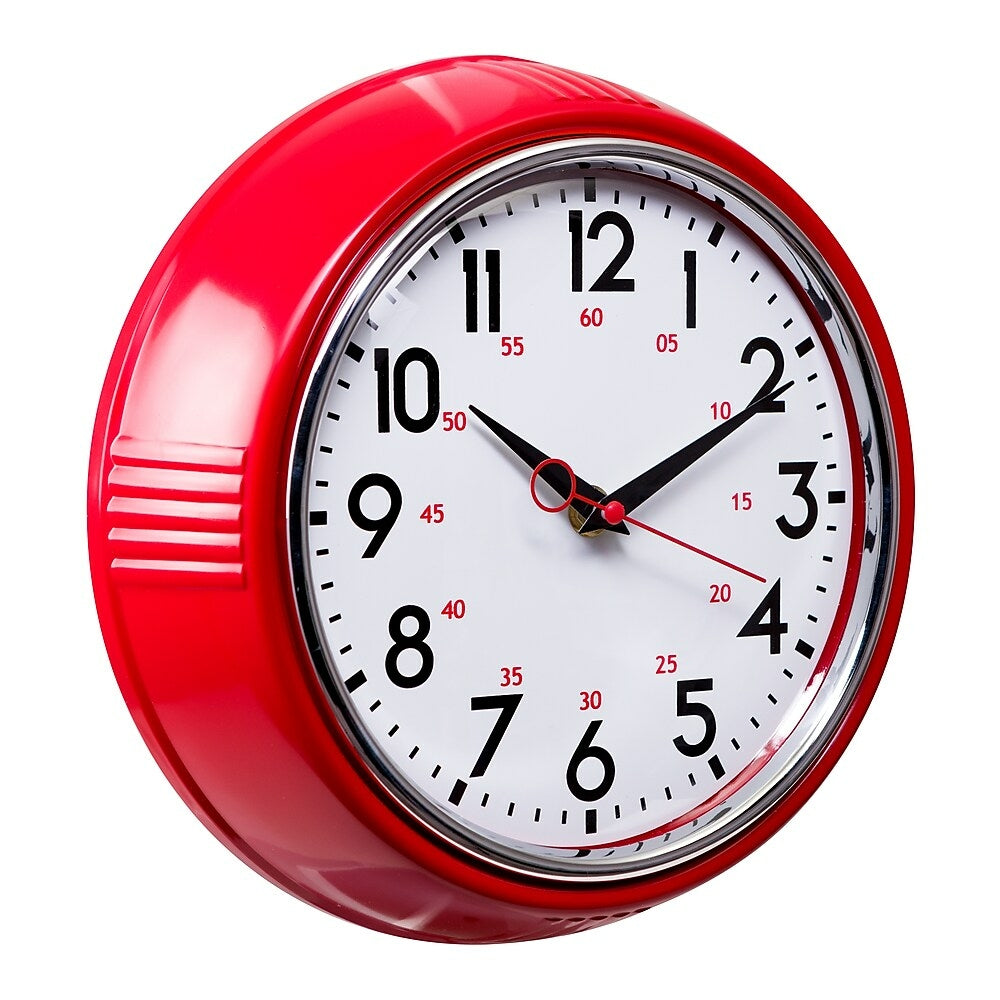 Kieragrace Retro 95 Chrome Wall Clock Red Staplesca