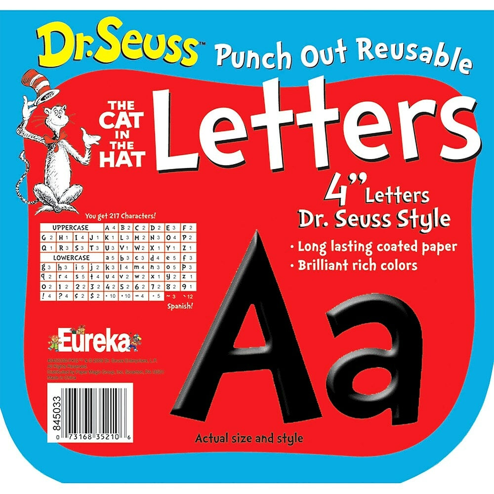 Image of Eureka Dr. Seuss 4" Punch Out Deco Letter, Black, 651 Pack, 217 Pack