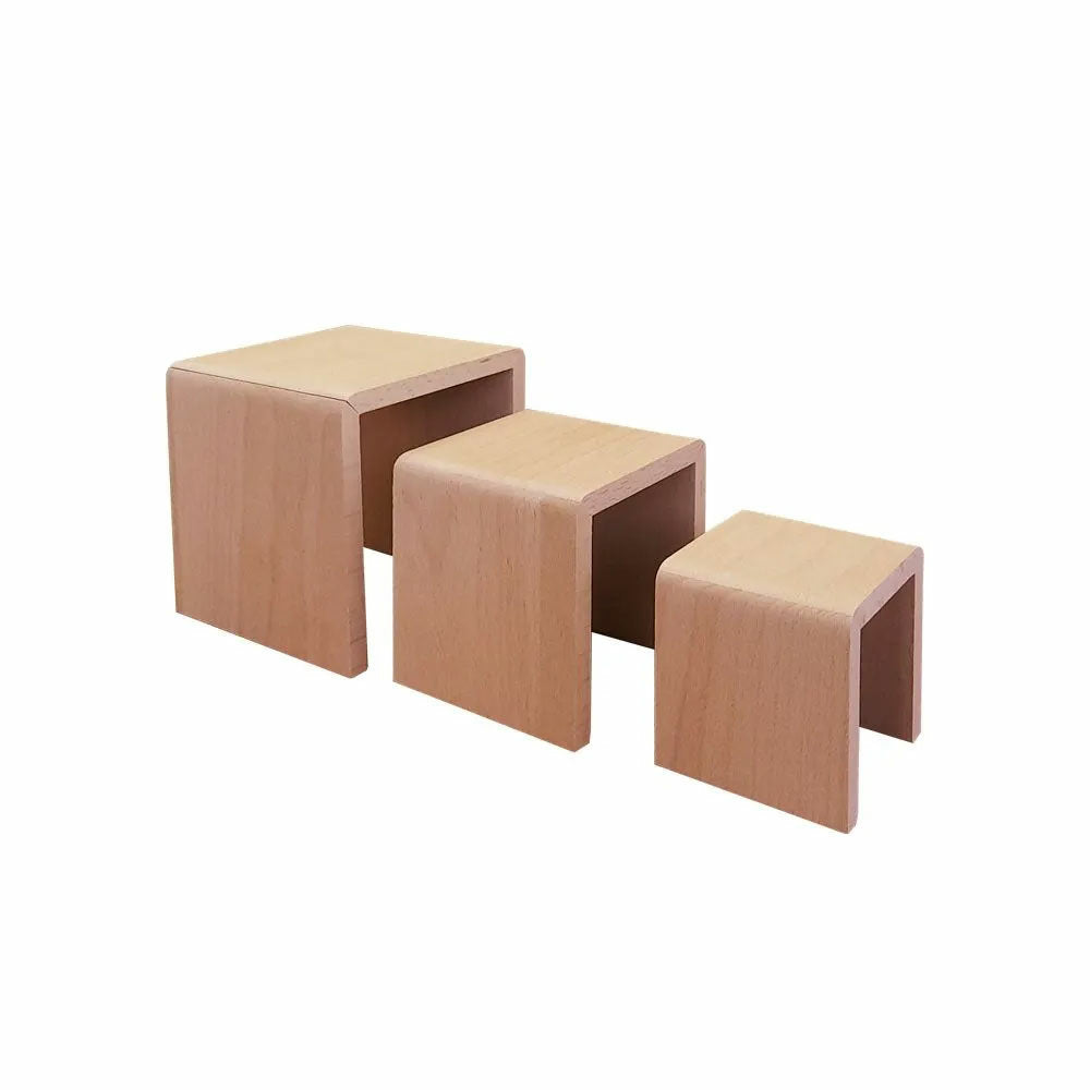 Image of Eddie's Small Wooden Display Risers - Natural - 3 Pack