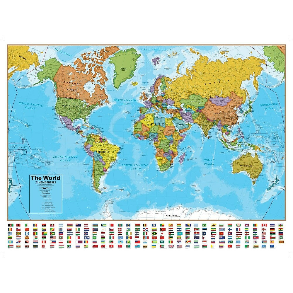 Image of Round World Products Hemispheres World Laminated Map
